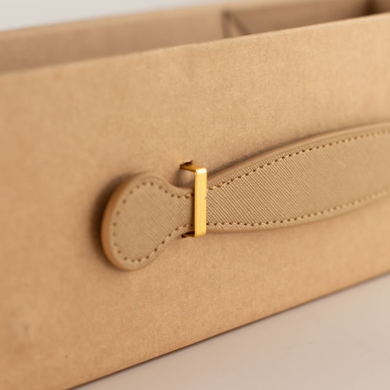 Platpakket cadeaudoos - Wijnflesvorm (33,5x10x10,5 cm) - Bruin kraftpapier