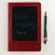 Intentie Notitieboek - LCD Schermreinigingsdoek - Rood Leren Effect - Messing Blad - 80 Bladen