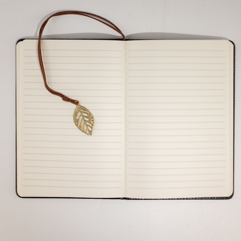 Intentie notitieboek - LCD-schermreinigingsdoek - Zwarte lederlook - Messingblad - 80 Bladen