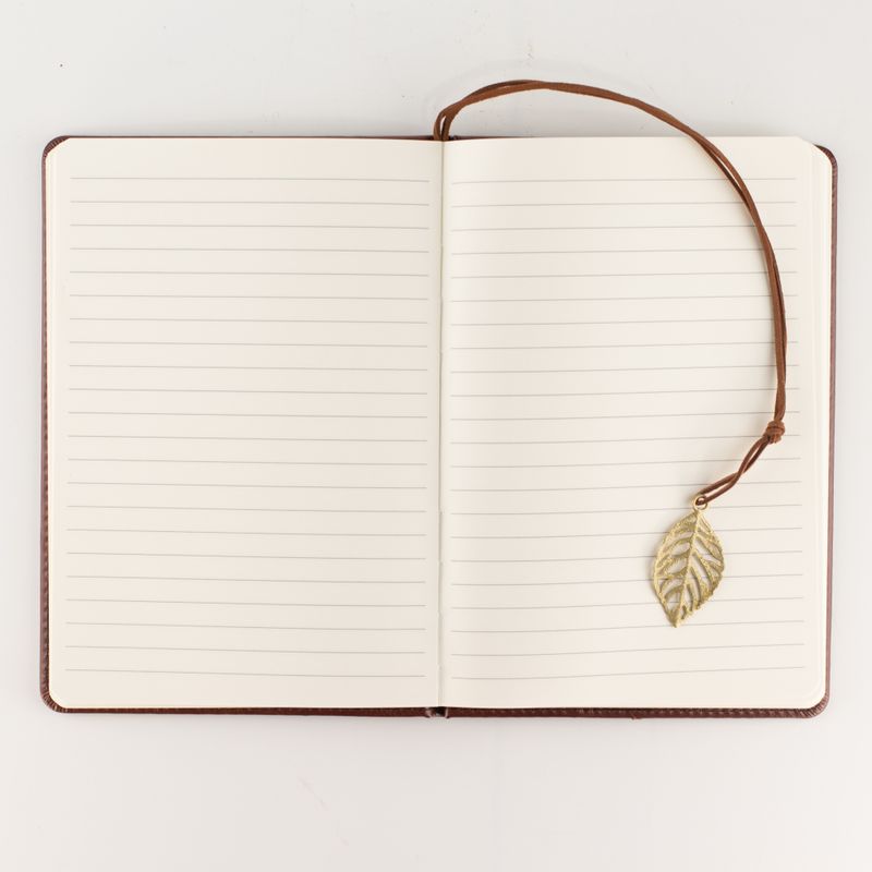 Intentie notitieboek - LCD-schermdoek - bruine leerlook - messingblad - 80 bladen