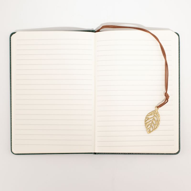 Intentie-notitieboek - LCD-scherm afvegen - Groene lederlook - Messingblad - 80 bladen