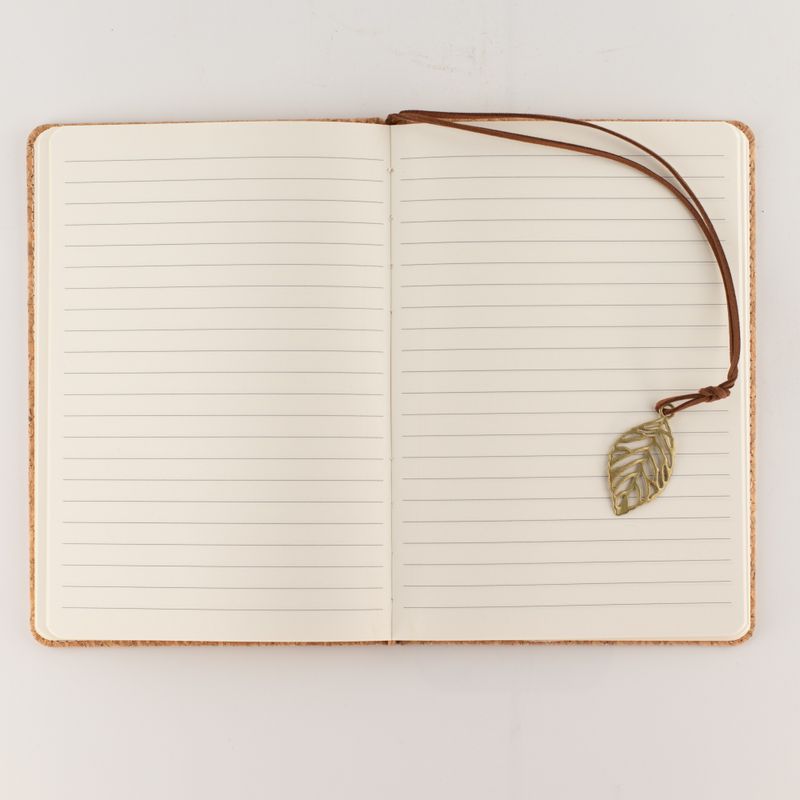 Intentie notitieboek - LCD-veegscherm - kurklederlook - messingblad - 80 bladen