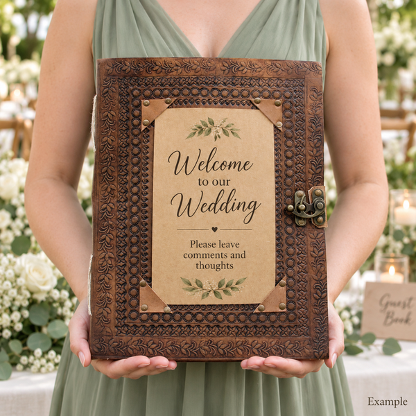 Bezoekers Boek - Large - Leer - 25 x 32.5cm (200 pagina's)