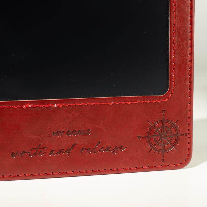 A5 Intentie Notitieboek - LCD Veegscherm - Rode Lederlook - 80 vellen