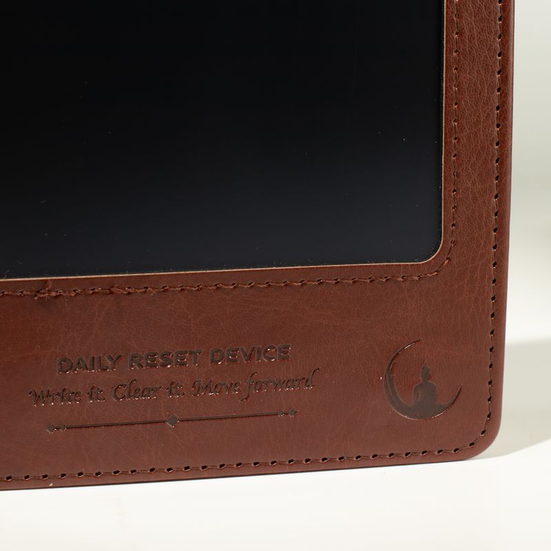 A5 Intentie-Notitieboek - LCD-afveegbaar scherm - Bruin lederlook - 80 bladen