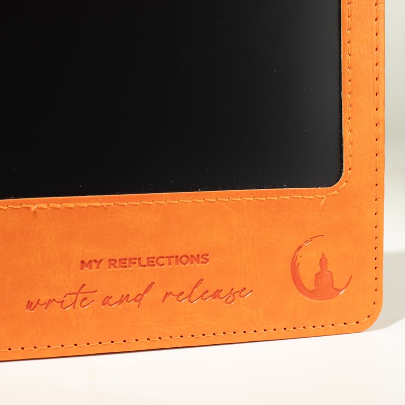 A5 Intentie notitieboek - LCD wis-scherm - oranje lederlook - 80 vellen