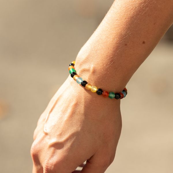 Petite Power Armband (17cmx6mm) - Regenboogjade