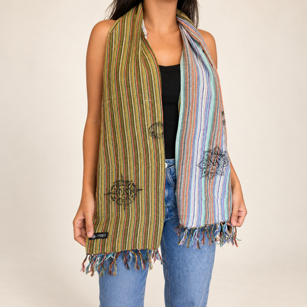 Nomad Sari - Reiszegen Sjaal - 170x50cm - Waar Hemel en Aarde Elkaar Raken