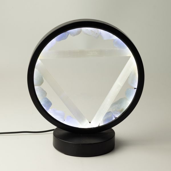 Edelsteen Halo Lamp - Water - Aquamarijn & Seleniet
