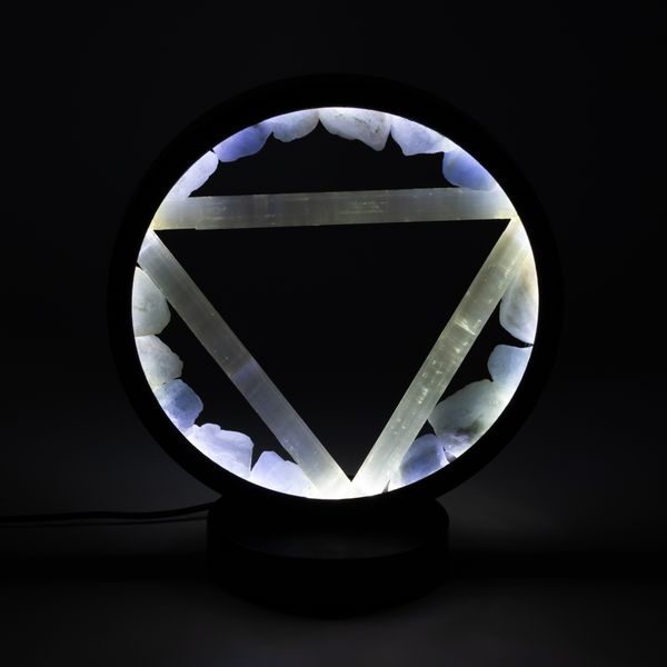Edelsteen Halo Lamp - Water - Aquamarijn & Seleniet