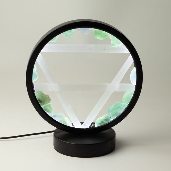 Edelsteen Halo Lamp - Aarde - Aventurijn & Seleniet