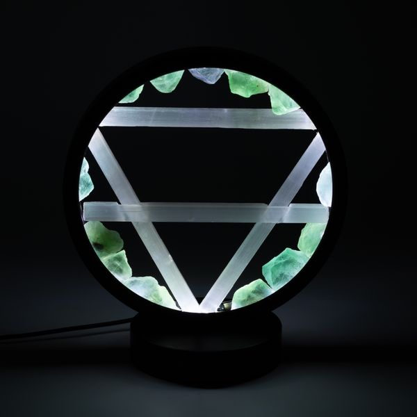 Edelsteen Halo Lamp - Aarde - Aventurijn & Seleniet