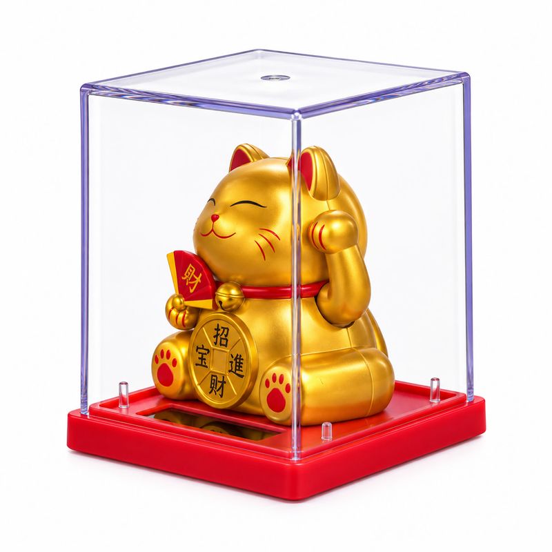 Mini Zonne-energie Geldkat in Doos - Goud