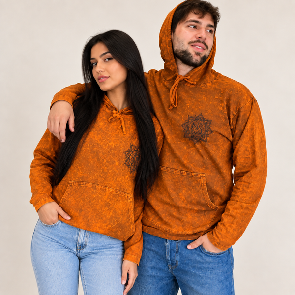 Stonewashed Hoodie met Buidelzak - Roestoranje