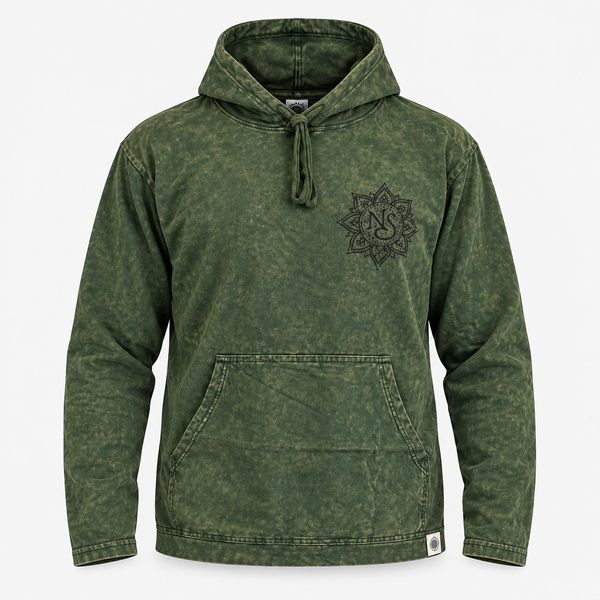 Stonewashed Hoodie met Buidelzak - Vintage Petrol - Maat S