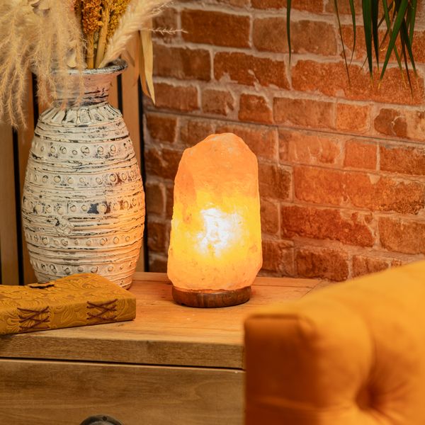 Himalaya Zout Lamp & Houten Voetstuk - 3-5kg