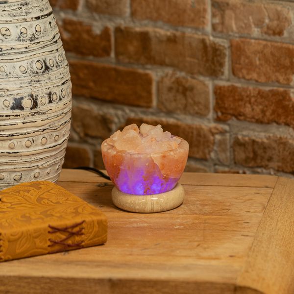 Himalaya Zout Lamp - USB Aansluiting - Schaal met Brokken - Meerkleurig
