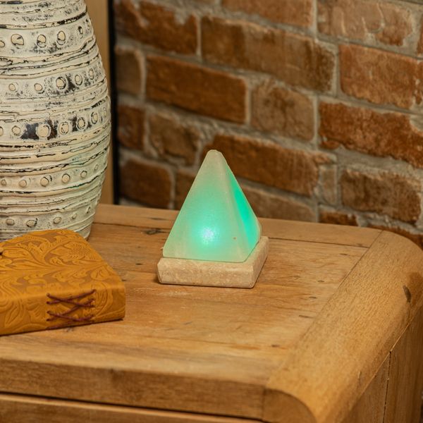 Himalaya Zout Lamp - WIT - USB Aansluiting - Piramide - 9 cm Meerkleurig