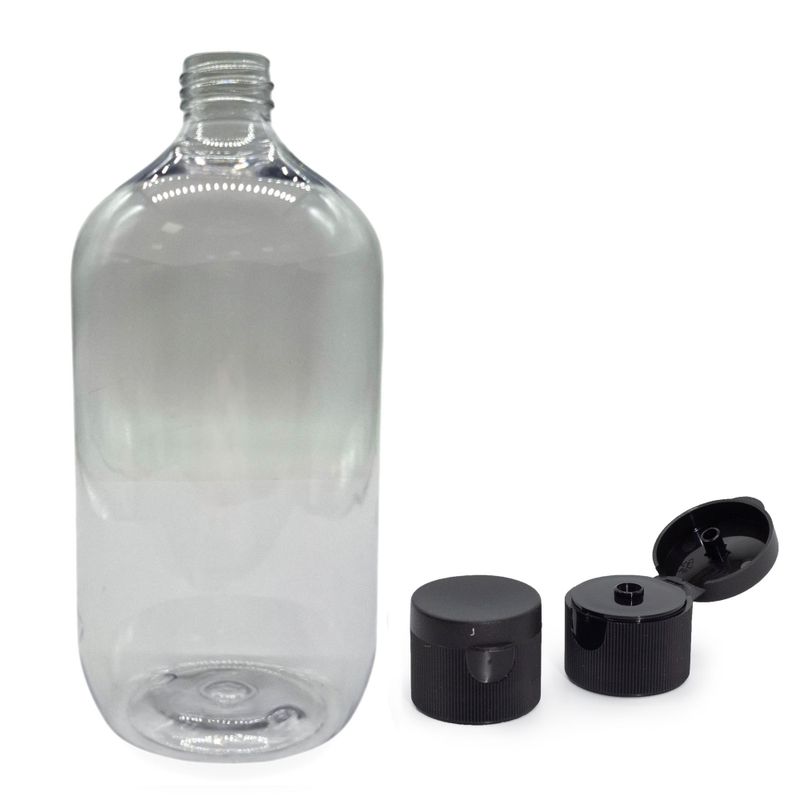 1000ml Transparante Plastic Boston Fles met Flip-Top Dop 28mm