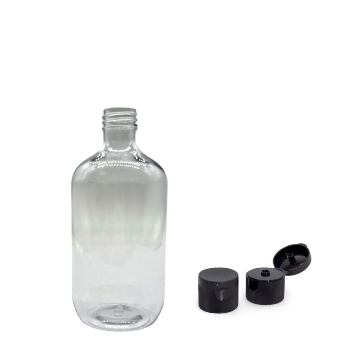 250ml Transparante Boston Fles van Kunststof met Flip-Top Dop 28mm