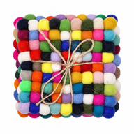 Viltbal vierkante onderzetters - 10cm Multi Grijs kleur (set van 4)