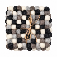 Viltbal vierkante onderzetters - 10cm Multi Grijs kleur (set van 4)