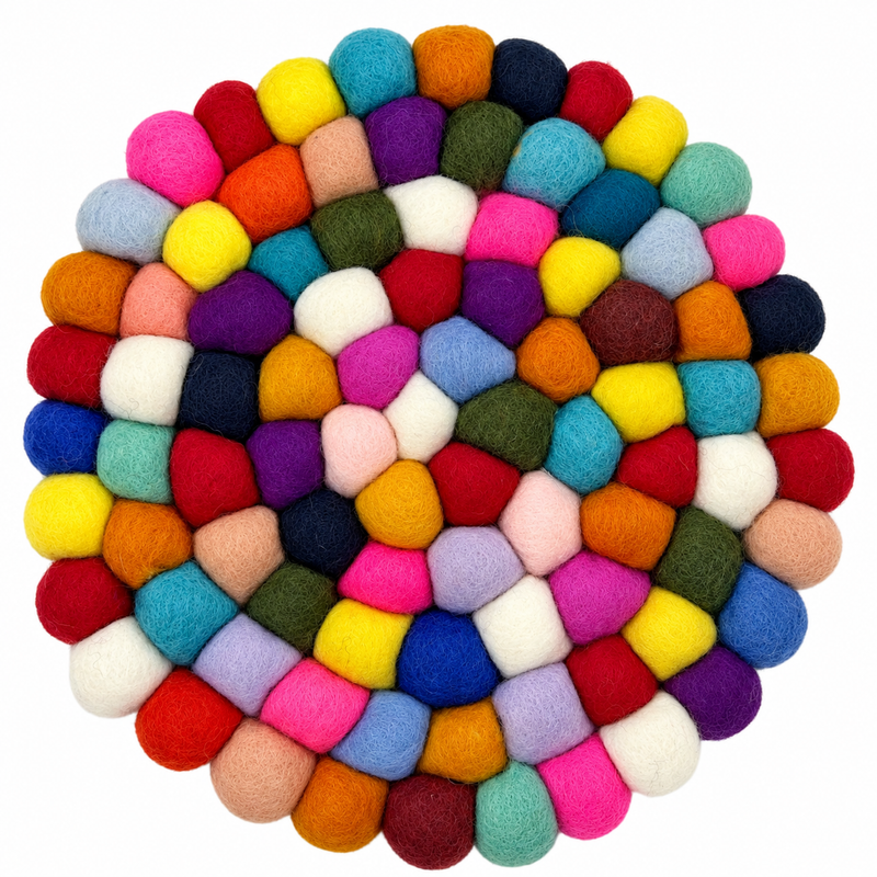 Ronde viltbal placemat - 20cm meerkleurig