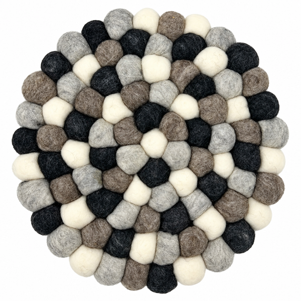 Felt Ball Ronde Placemat - 20cm Multi Grijstint