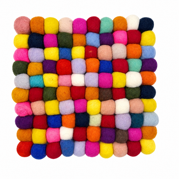 Felt Ball Vierkante Placemat - 20cm Multikleur