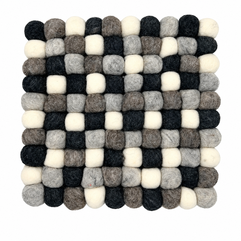 Viltbal Vierkante Placemat - 20cm Multi Grijze Kleur