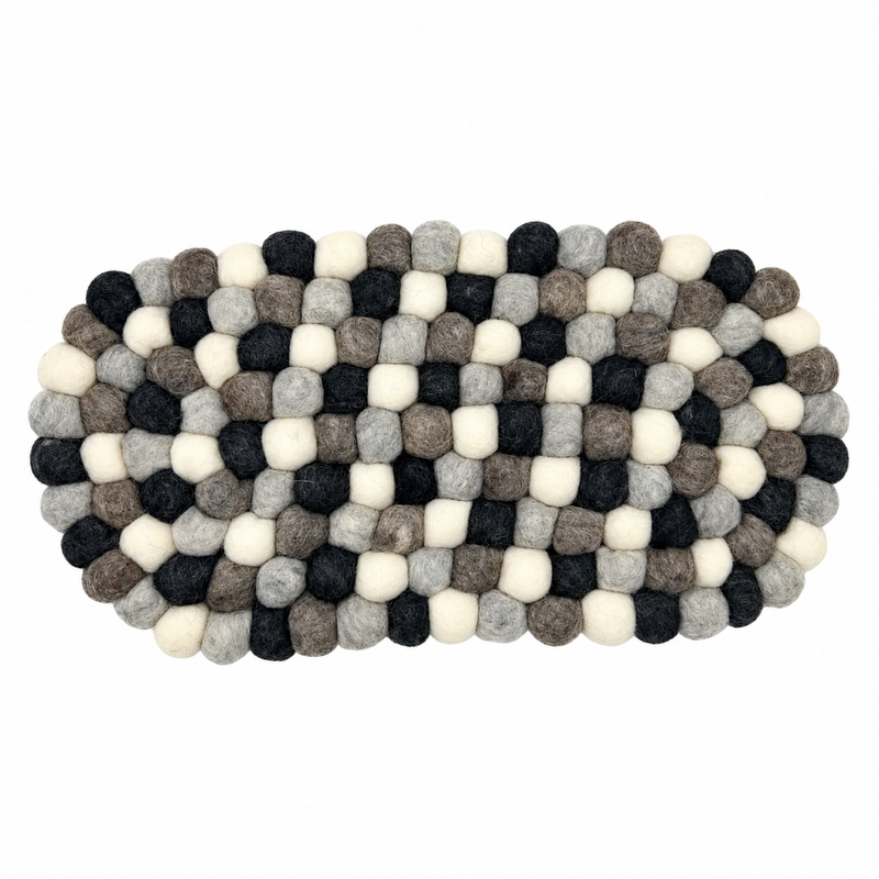 Viltbal Ovaal Centraal Matje - 38x18cm Multi Grijs