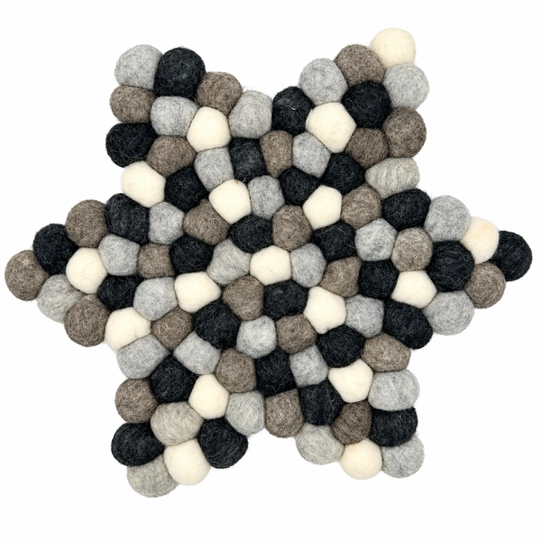 Felt Ball Stervormige Middenmat - Multi Grijstint