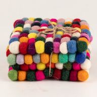 Viltbal vierkante onderzetters - 10cm Multi Grijs kleur (set van 4)