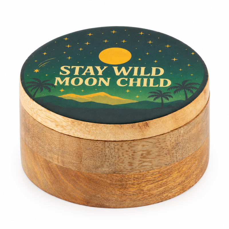 Rond Geëmailleerd Doosje - Stay Wild Moon Child