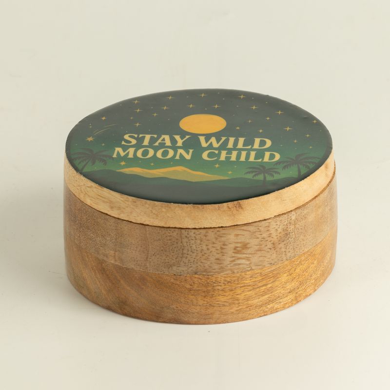 Rond Geëmailleerd Doosje - Stay Wild Moon Child