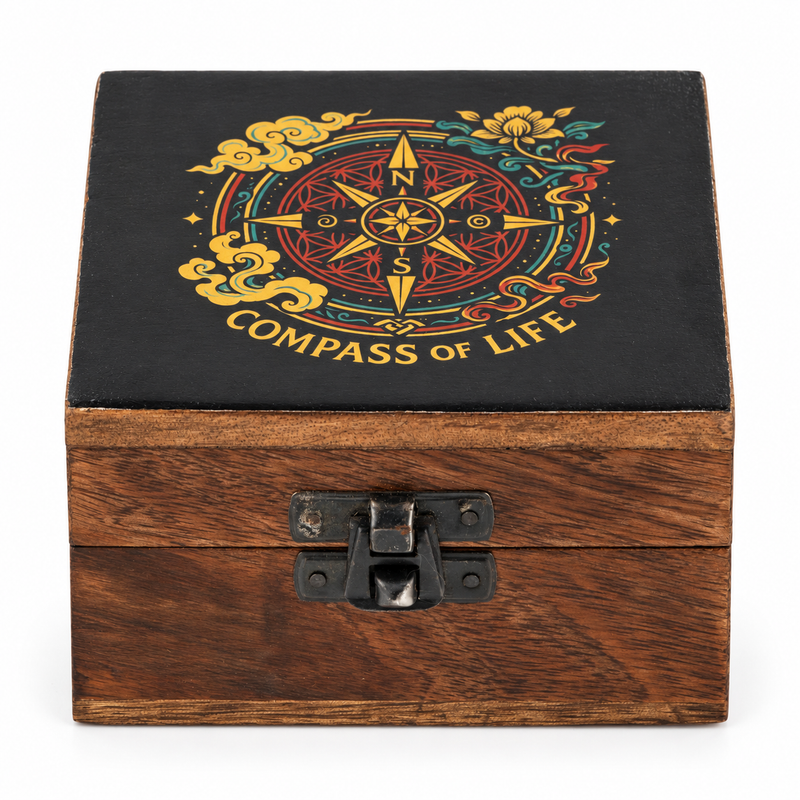 Klein Geëmailleerd Doosje - Compass of Life