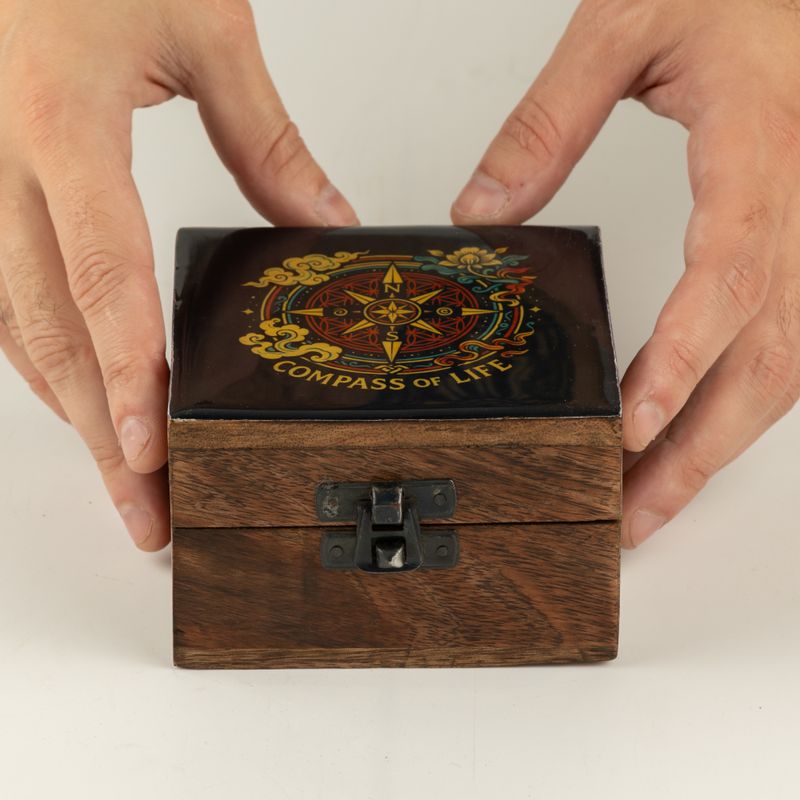 Klein Geëmailleerd Doosje - Compass of Life