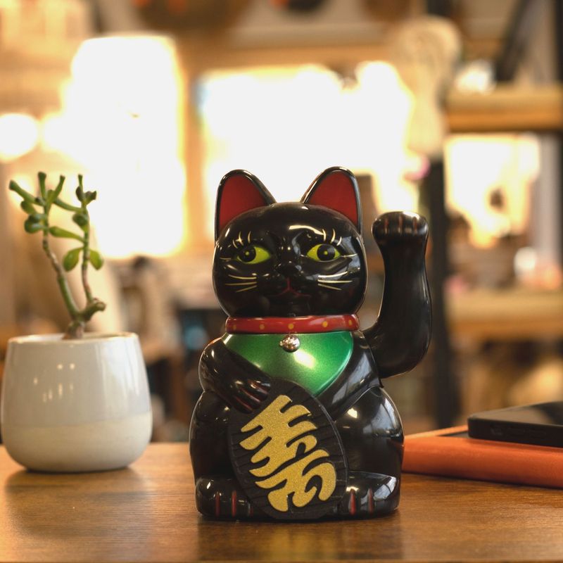 Zwarte Geldkat - 15 cm