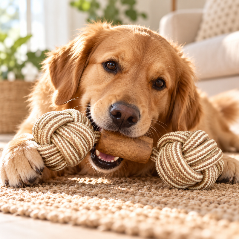 PAW Toys - Koffiehout Kauwspeelgoed - Double Trouble Tug