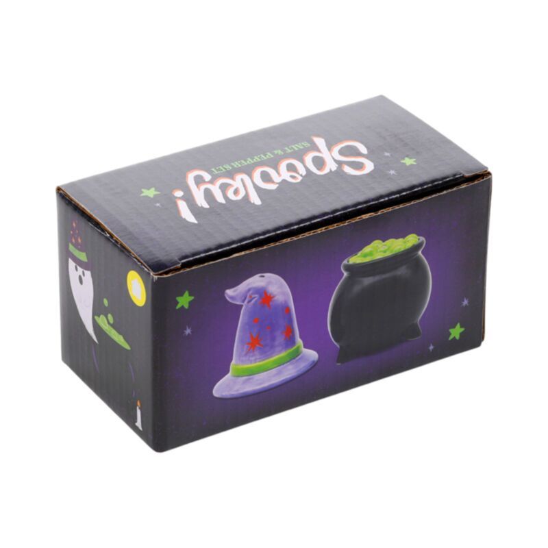 Spooky Heksenhoed & Ketel Keramische Peper- en Zoutset