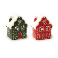 Kersttheelichthouder Peperkoekhuisje - Rood & Groen