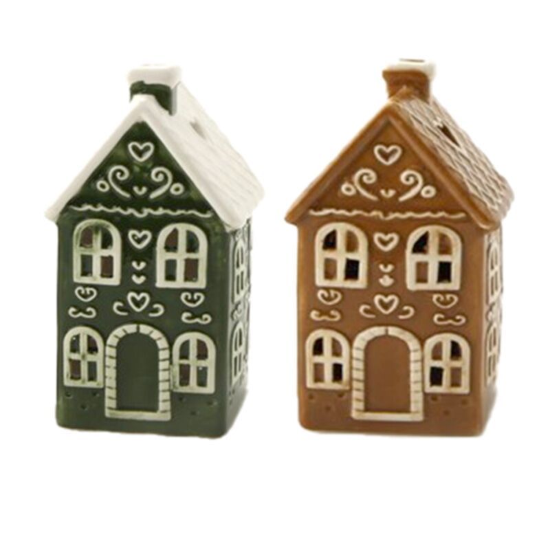 Kerst Peperkoekhuisje Theelichthouder - Stadshuis