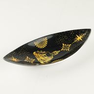 Geëmailleerd Wierookbakje - Aluminium - Goud & Zwart Boeddha