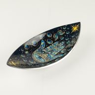 Emaille Wierookschaal - Aluminium - Blauwe Hamsa