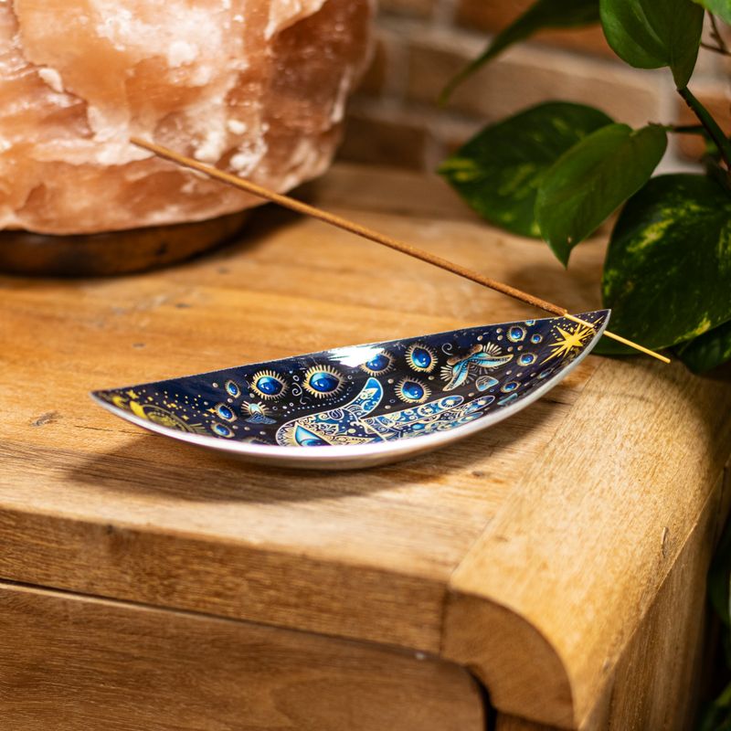 Emaille Wierookschaal - Aluminium - Blauwe Hamsa
