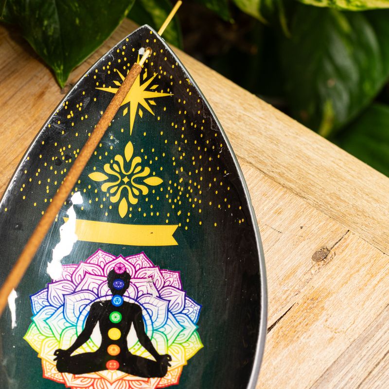 Geëmailleerde Wierookhouder - Aluminium - Lotus Boeddha Chakra