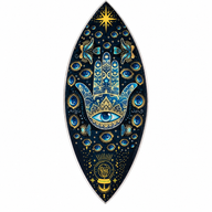 Emaille Wierookschaal - Aluminium - Blauwe Hamsa