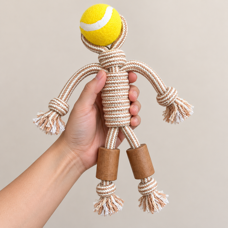 PAW Toys - Koffiehout Kauwspeelgoed - Rope Ranger - Bal