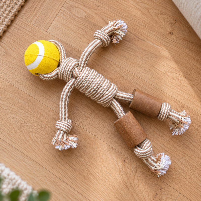 PAW Toys - Koffiehout Kauwspeelgoed - Rope Ranger - Bal