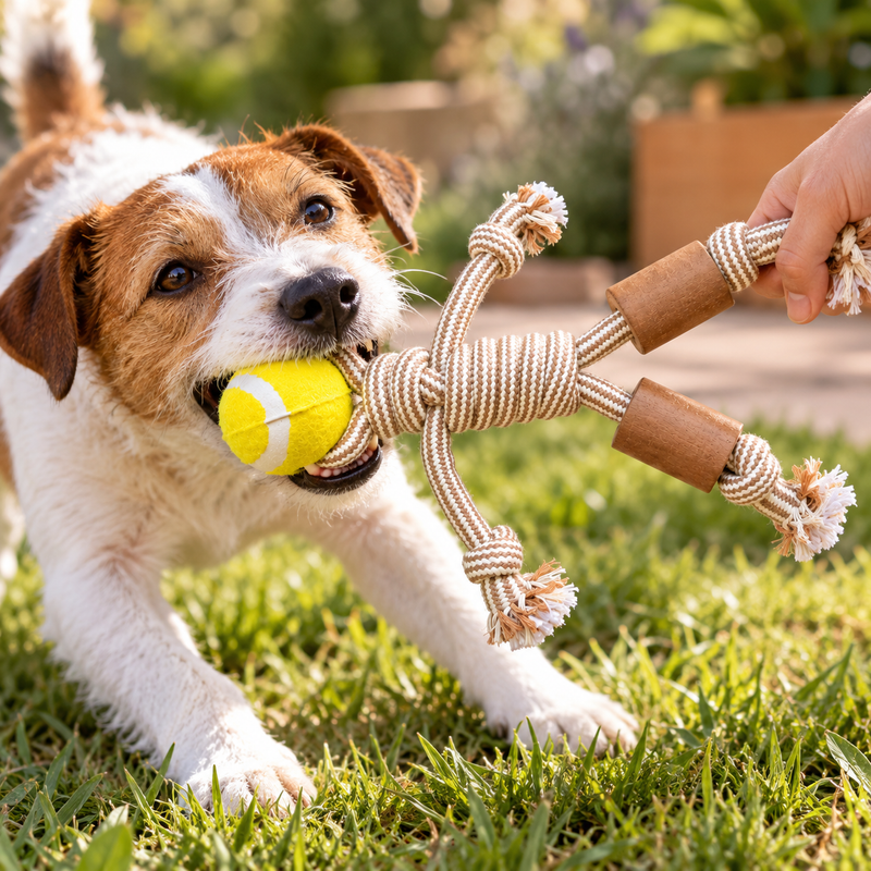 PAW Toys - Koffiehout Kauwspeelgoed - Rope Ranger - Bal